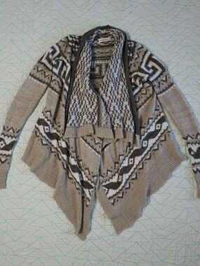 Abercrombie & Fitch Beige Tribal Waterfall Wool Blend Cardigan